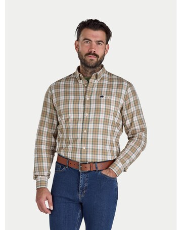 Raging Bull LS Suffolk Check Twill Shirt Tan