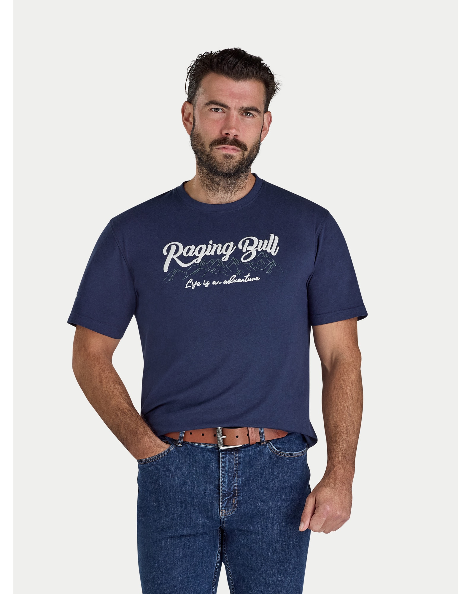 New In - Raging Bull Embroid Mountains T-Shirt