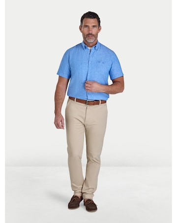 Raging Bull Short Sleeve Classic Linen Shirt Electric Blue