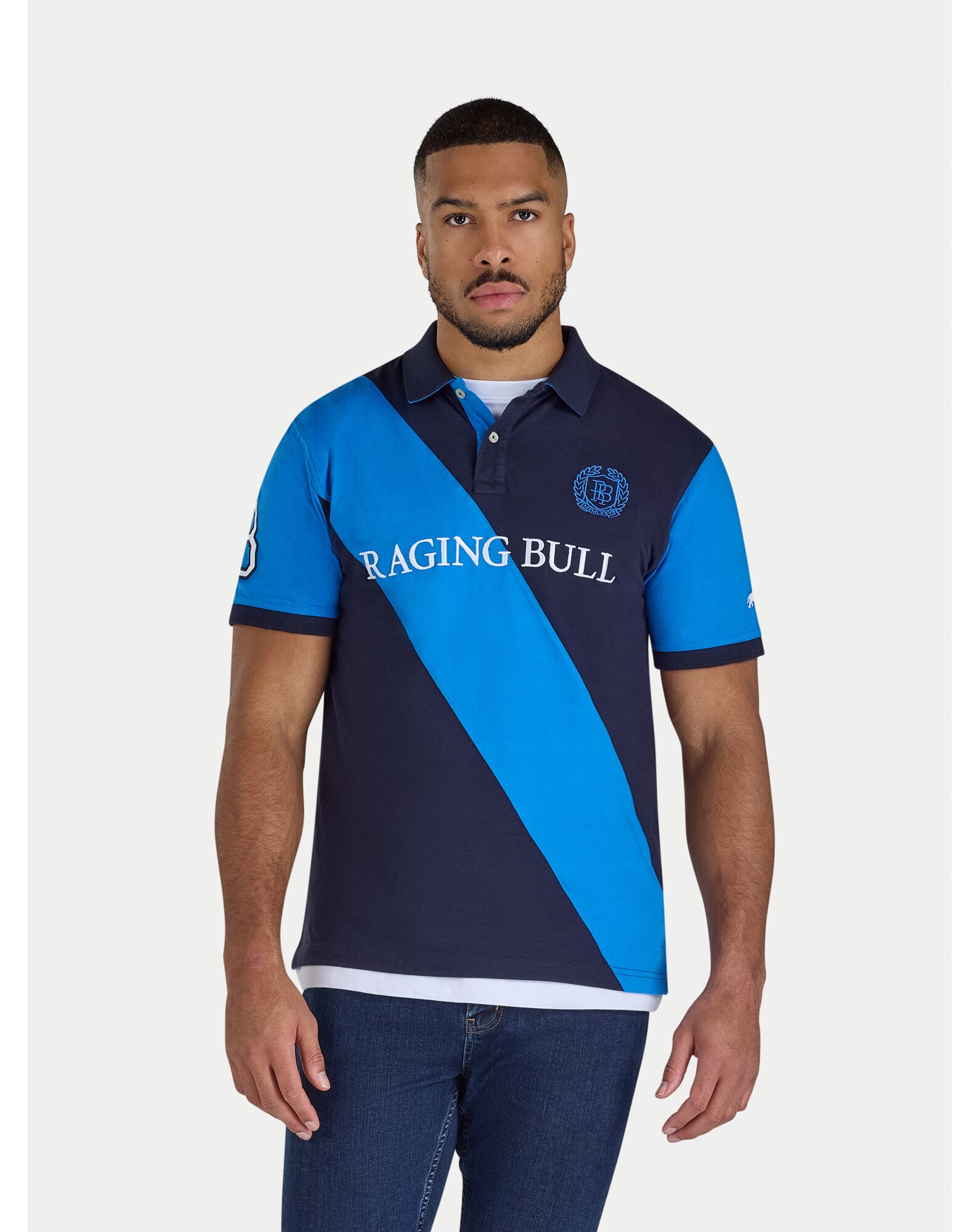 New In - Raging Bull Diagonal Stripe Jersey Polo