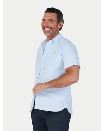 Raging Bull Short Sleeve Orleans Seersucker Stripe Shirt Sky Blue