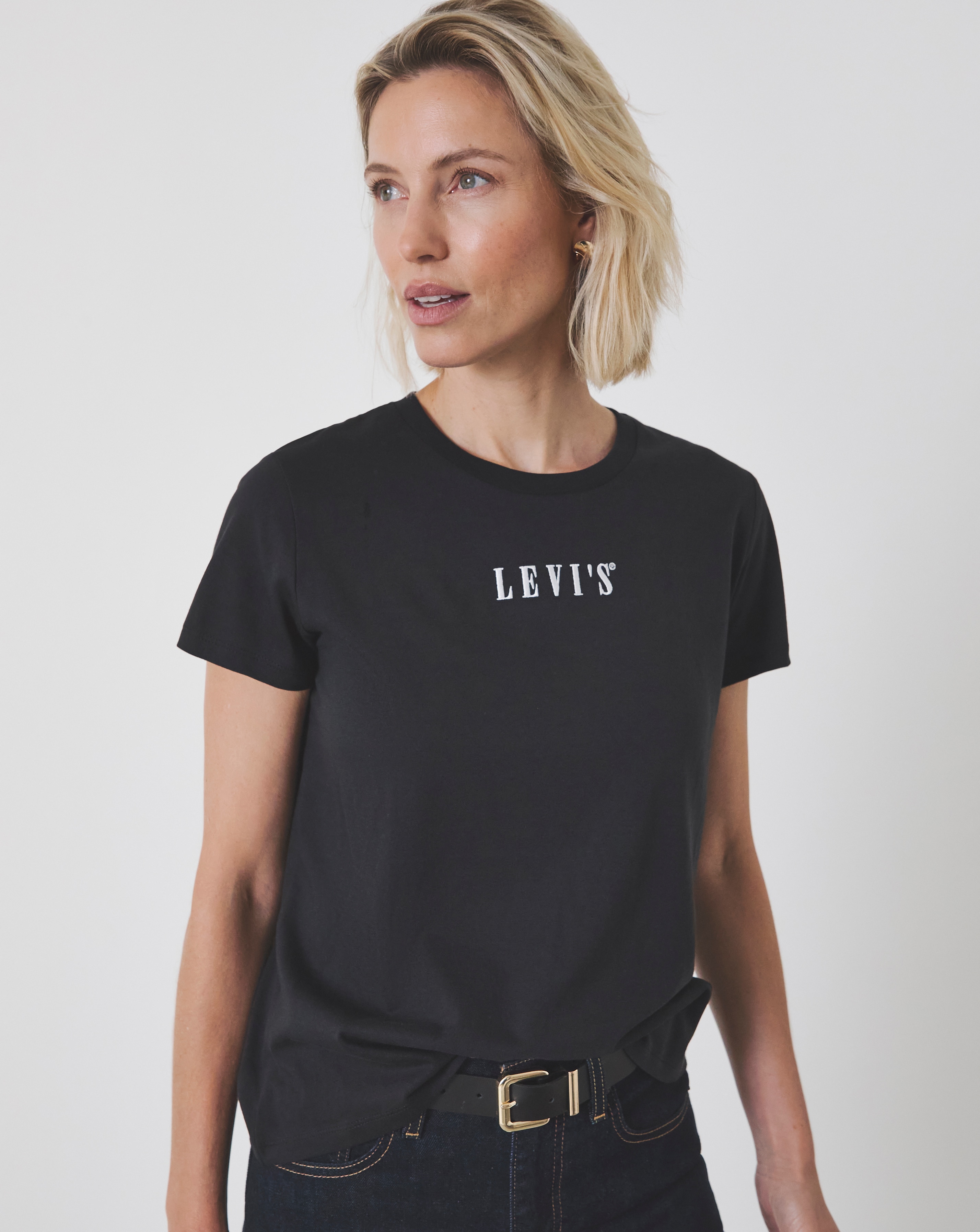 Levi's Perfect Tee Embroidered Caviar