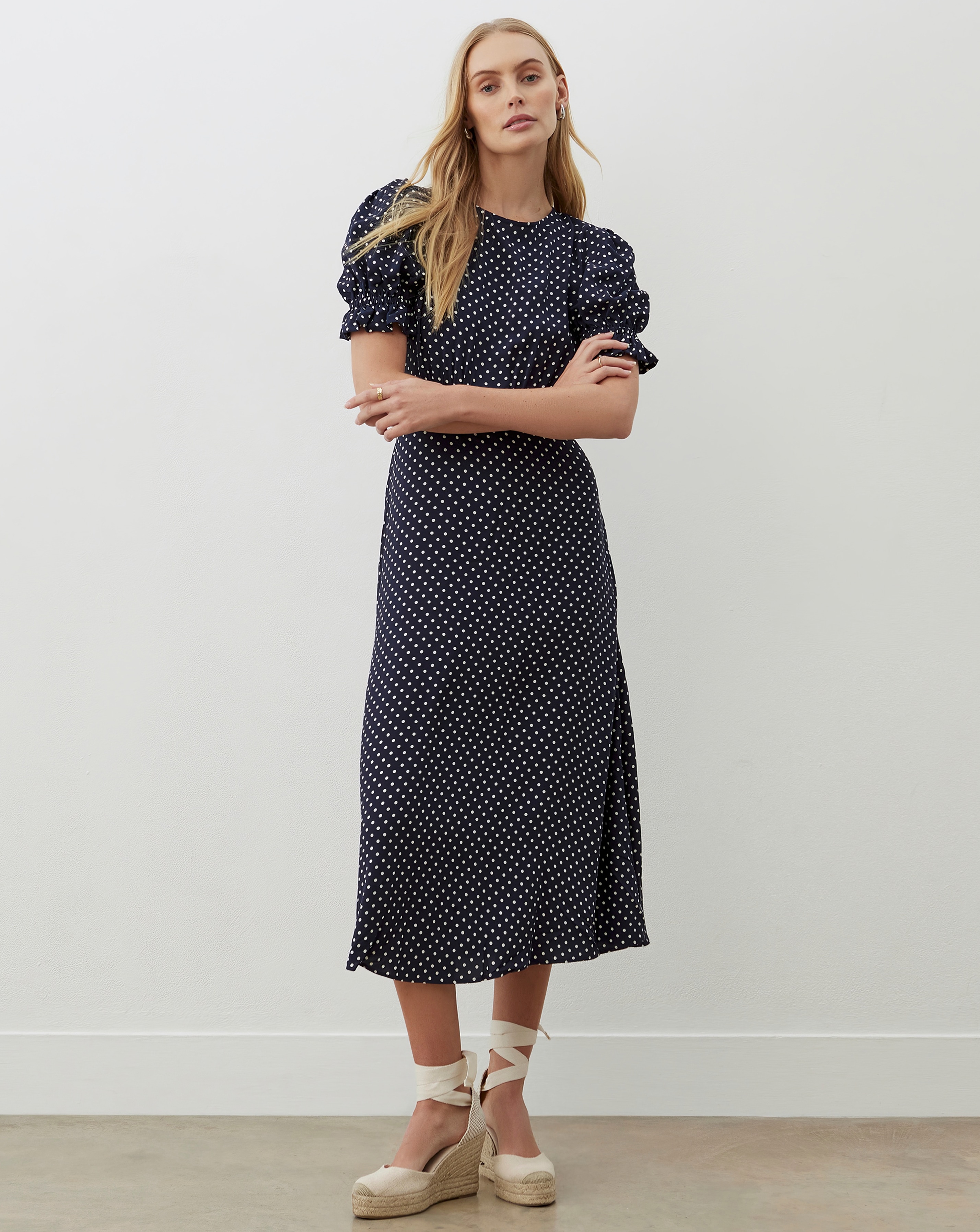 Finery London Polka Dot Midi Dress