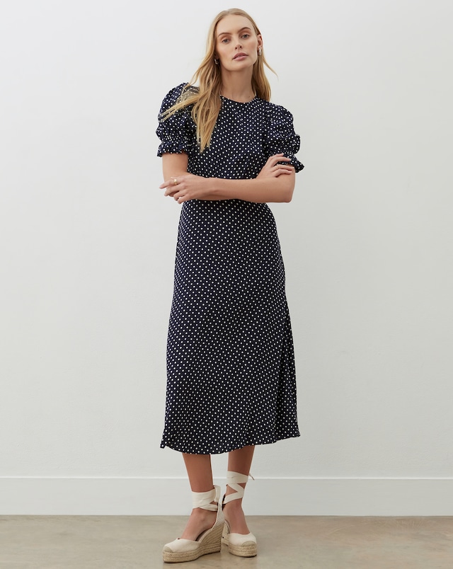 Finery London Polka Dot Midi Dress