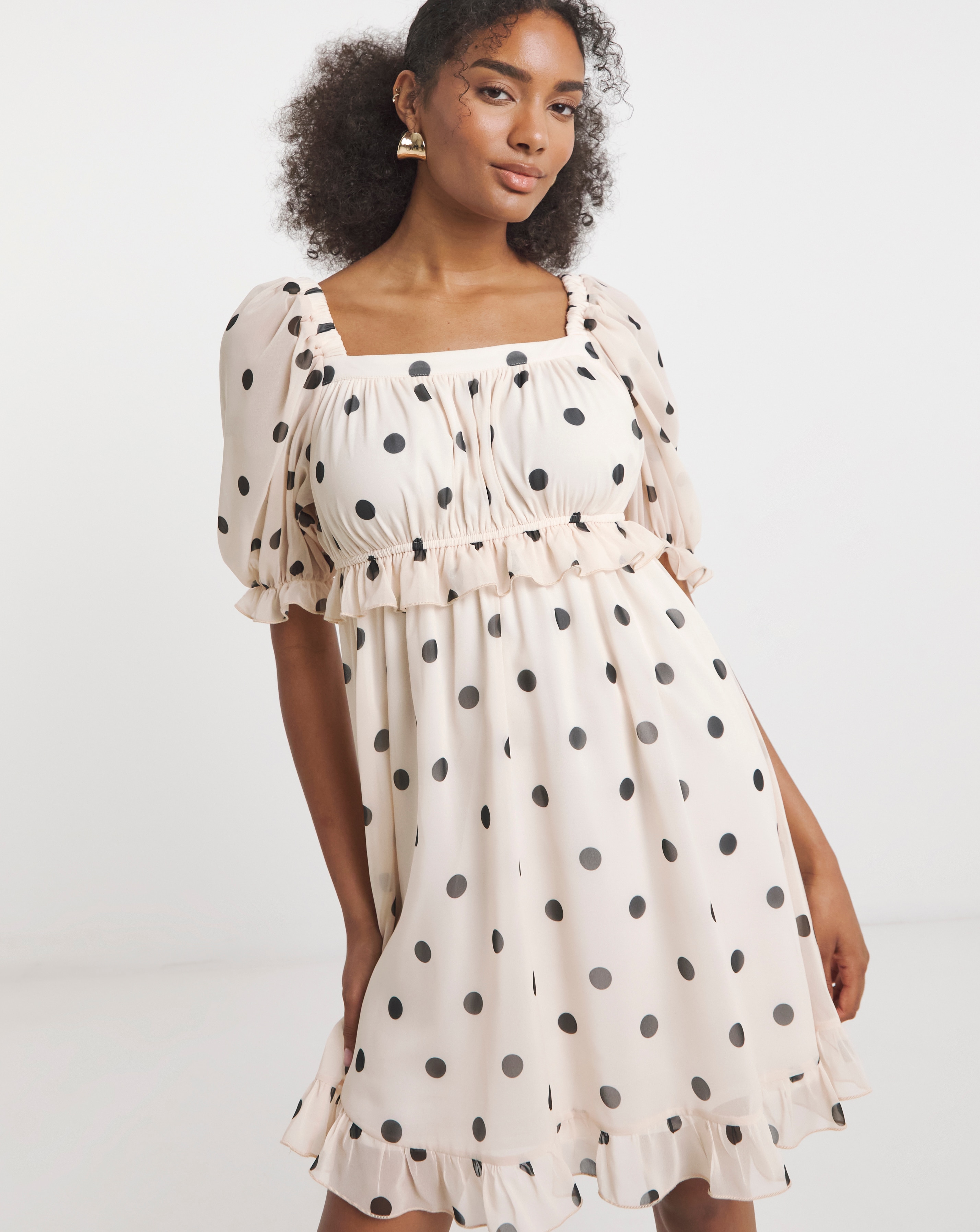 Flounce London Spot Print Mini Dress