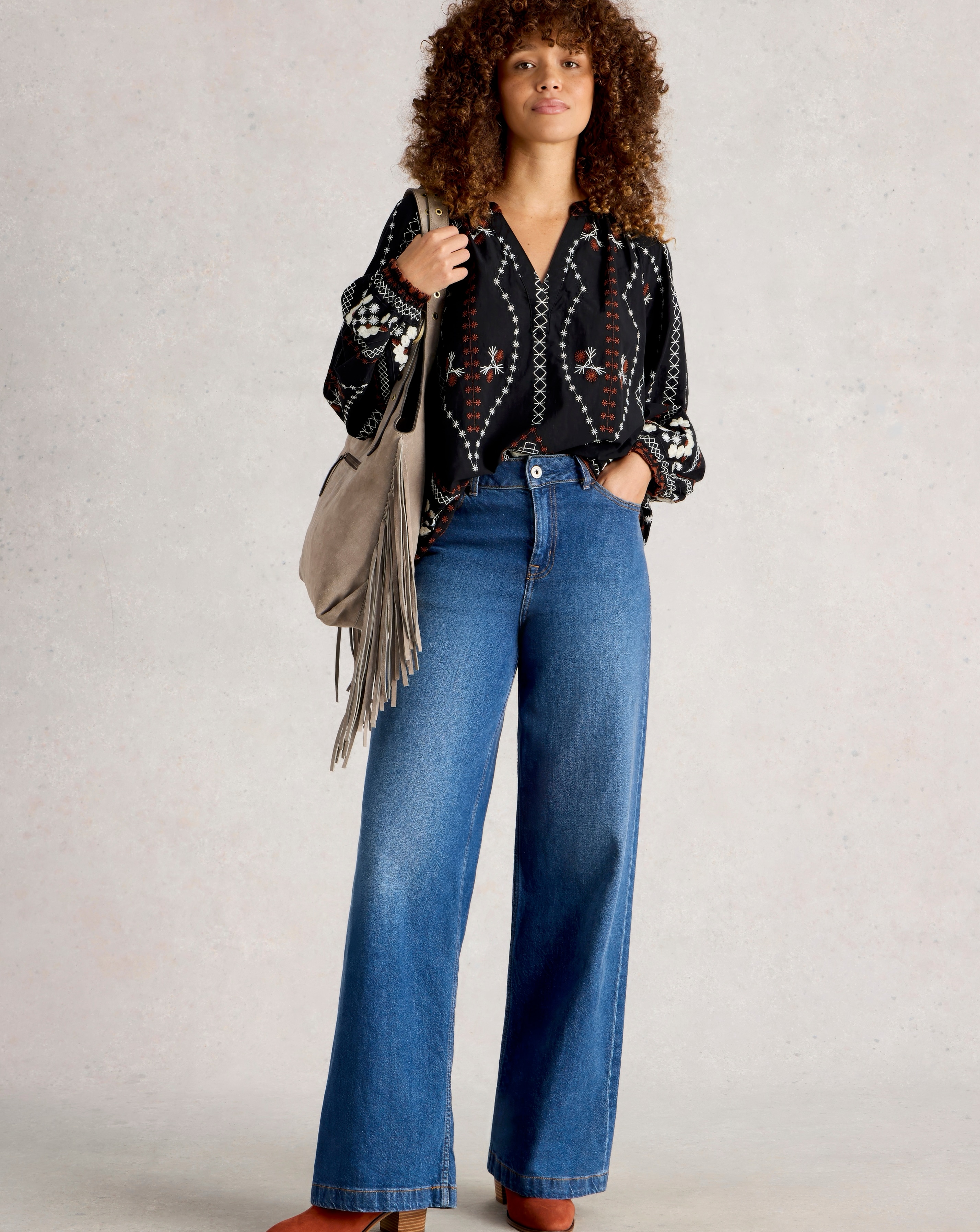 White Stuff Aurora Embroidered Top