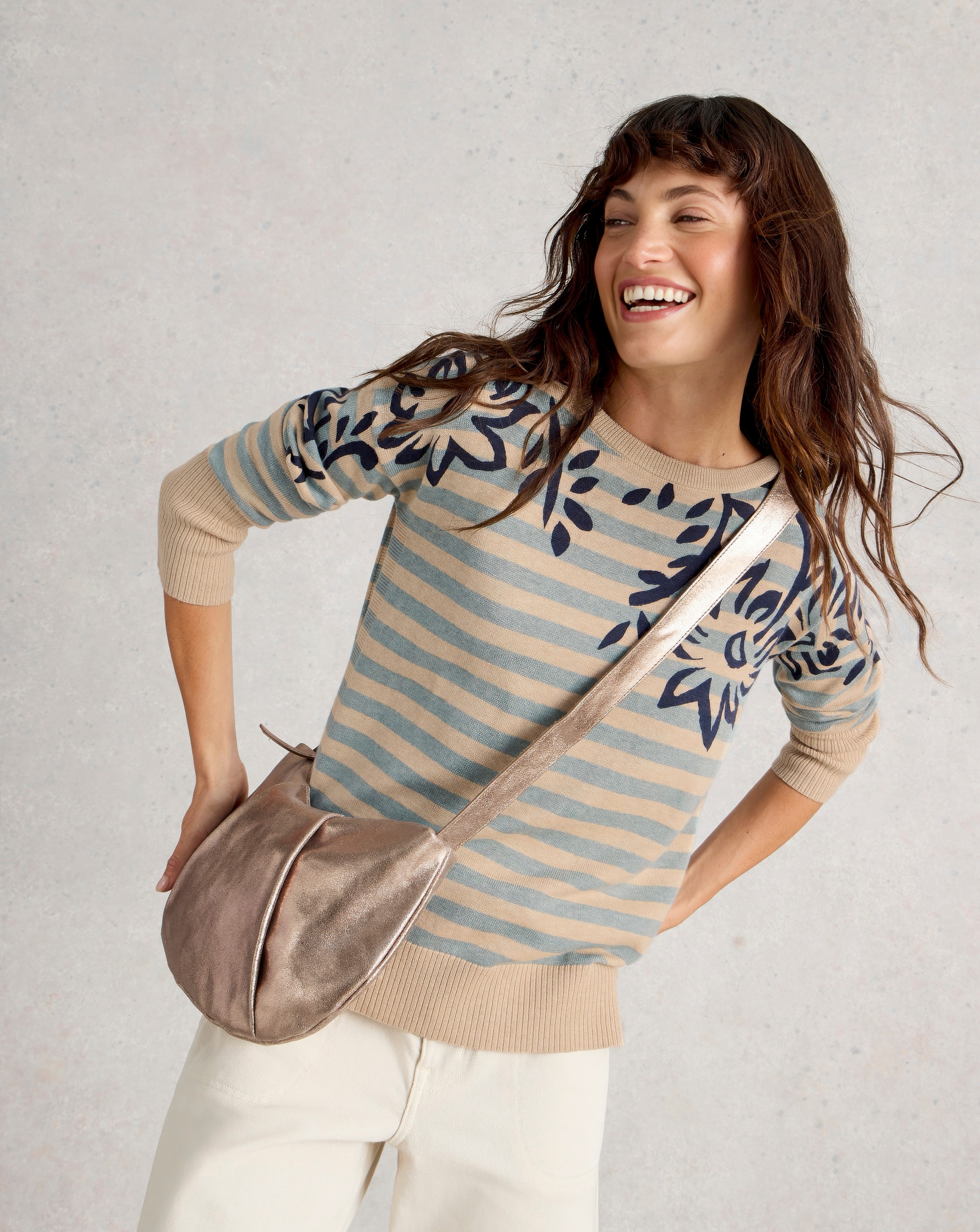 White Stuff Olive Print Jumper