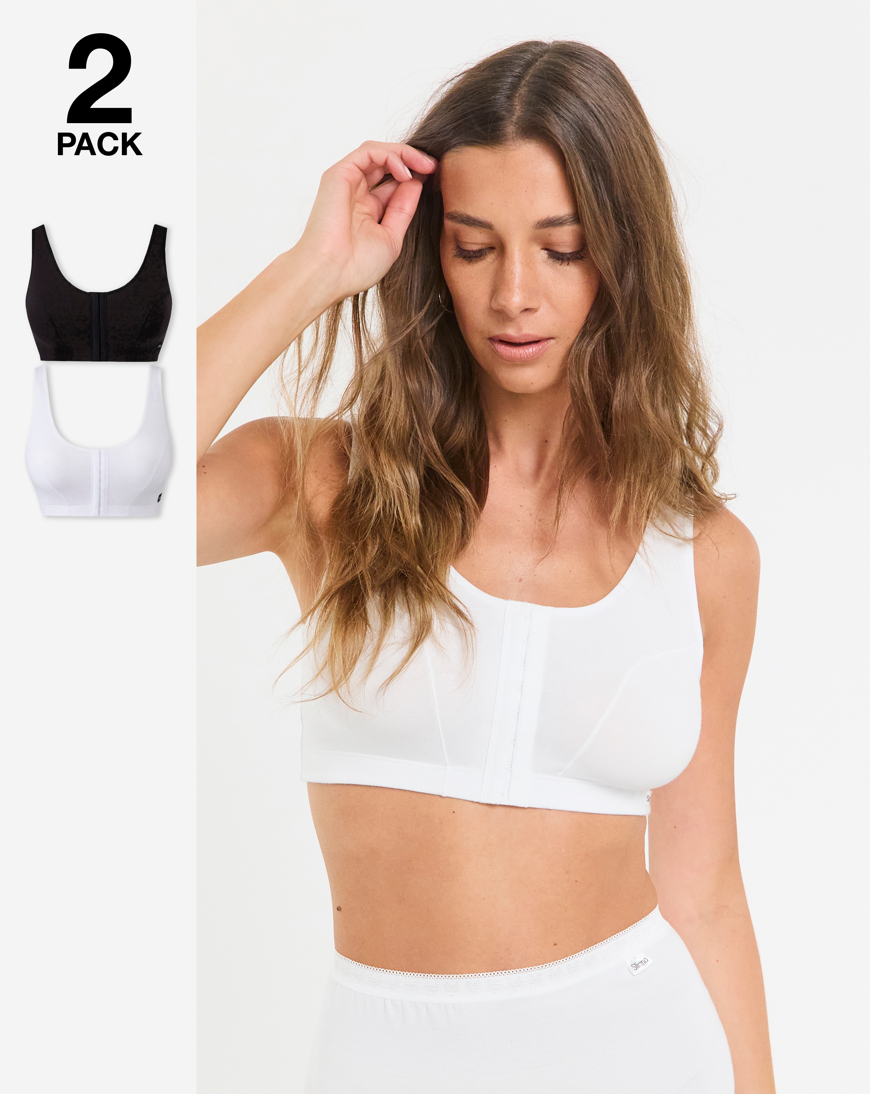 2 Pack Hook and Eye Blk/Wht Bras