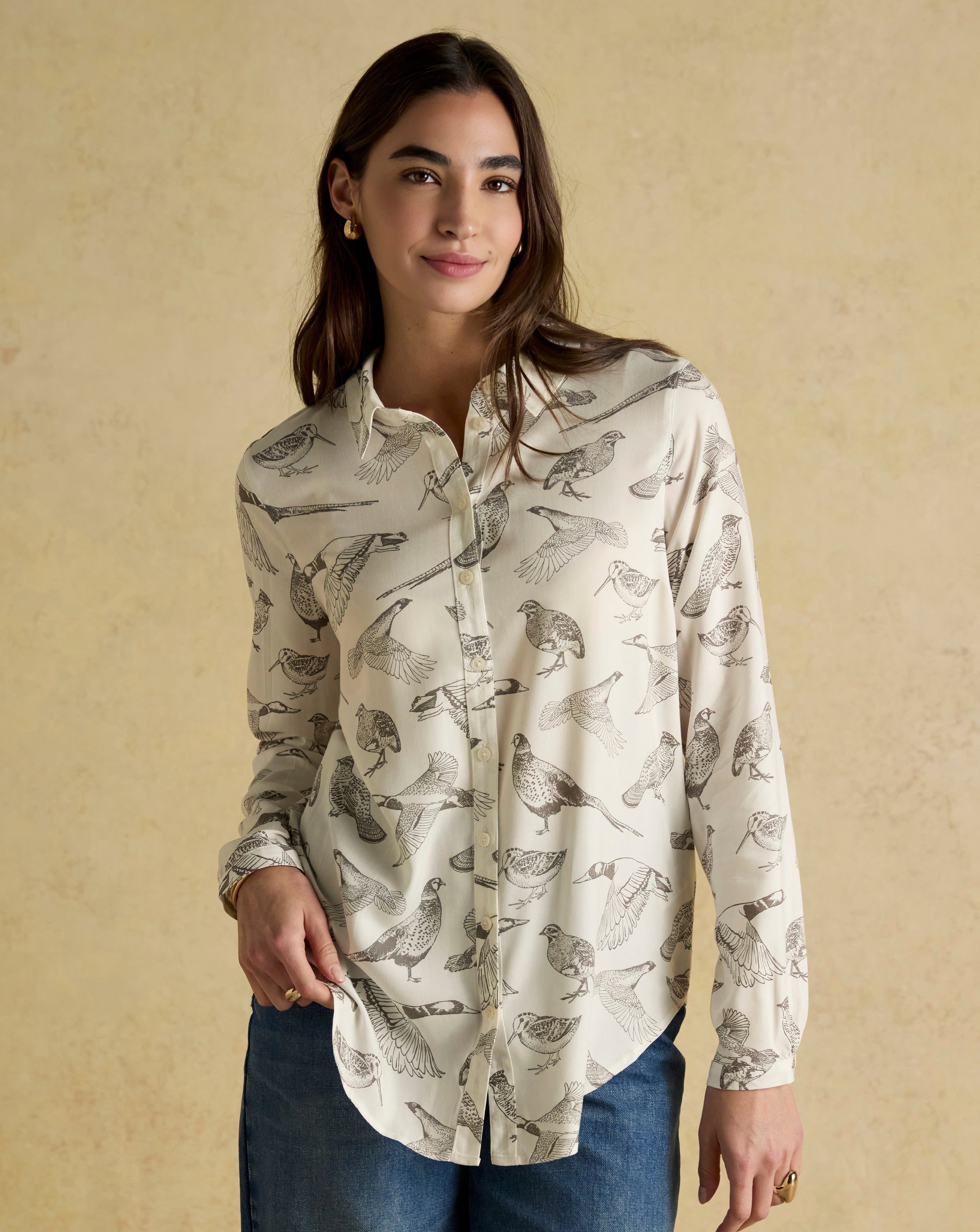 Joules Elvina Bird Print Shirt