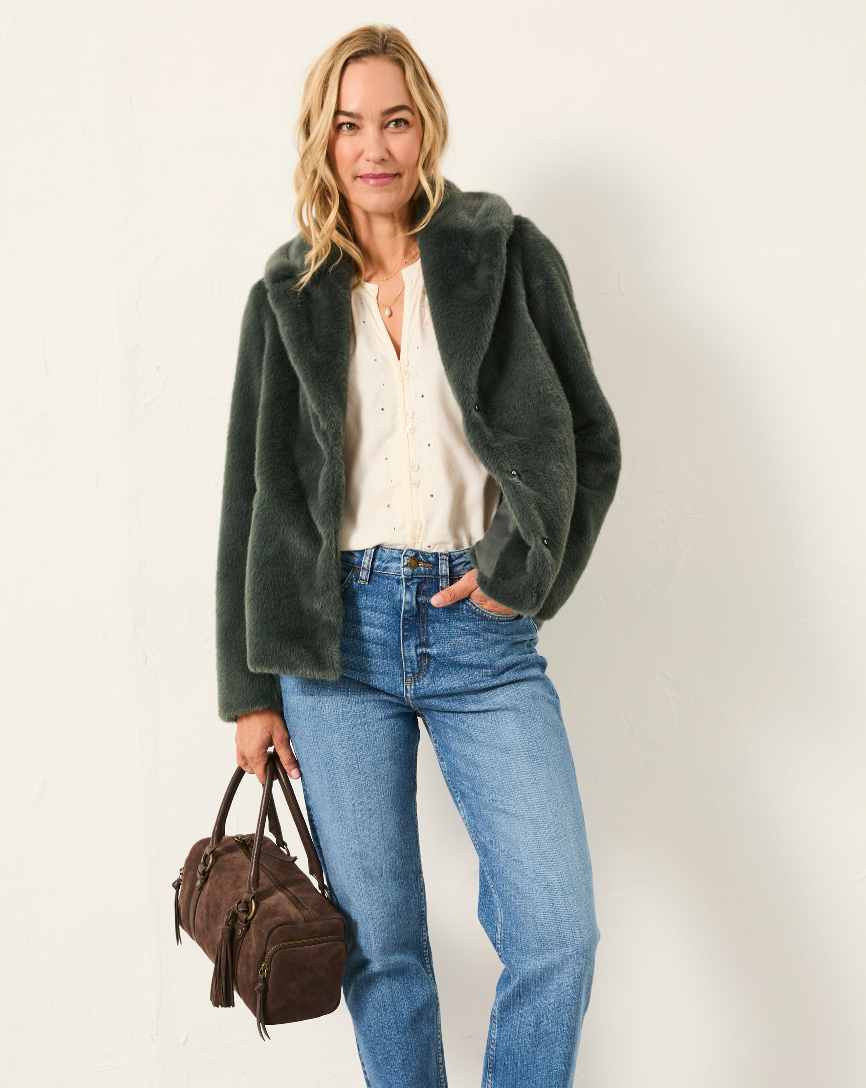 Fatface Short Fur Coat