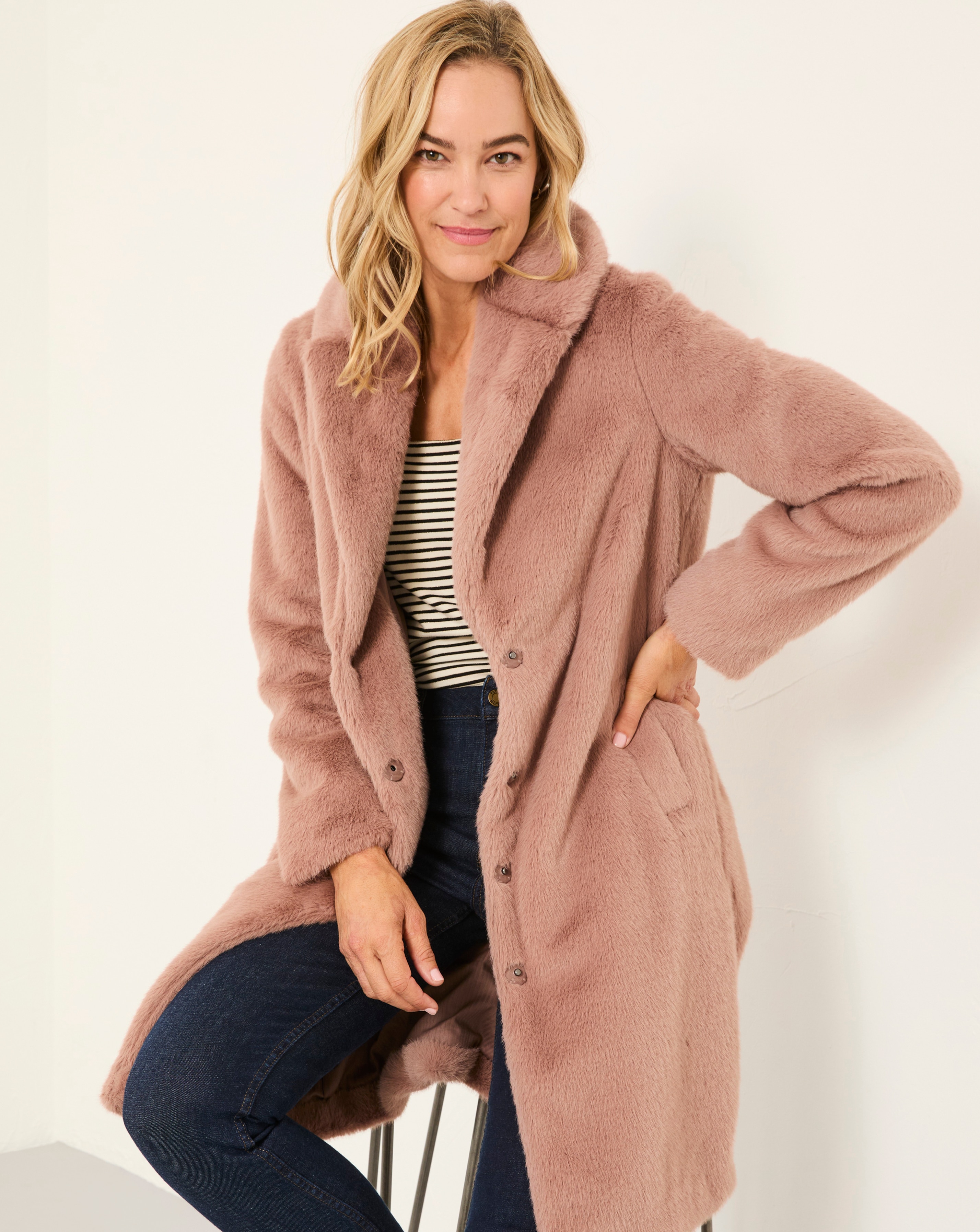 New In - Fatface Esme Long Fur Coat