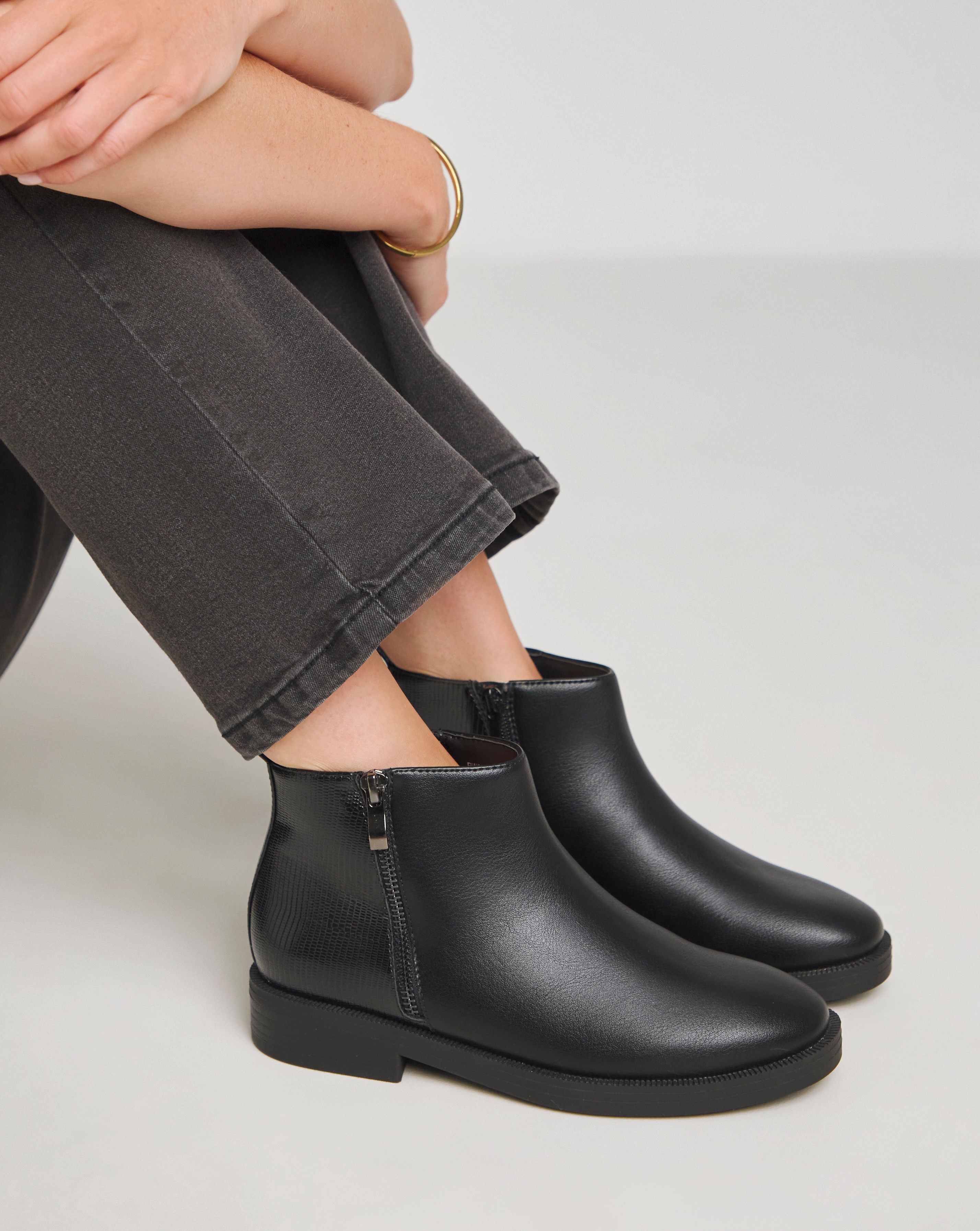 Zip Detail Ankle Boot Standard D Fit