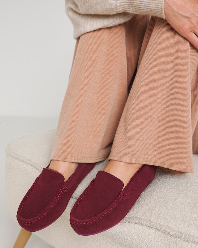 Leona Suede Moccasin Slippers - Extra Wide Fit (EEE)