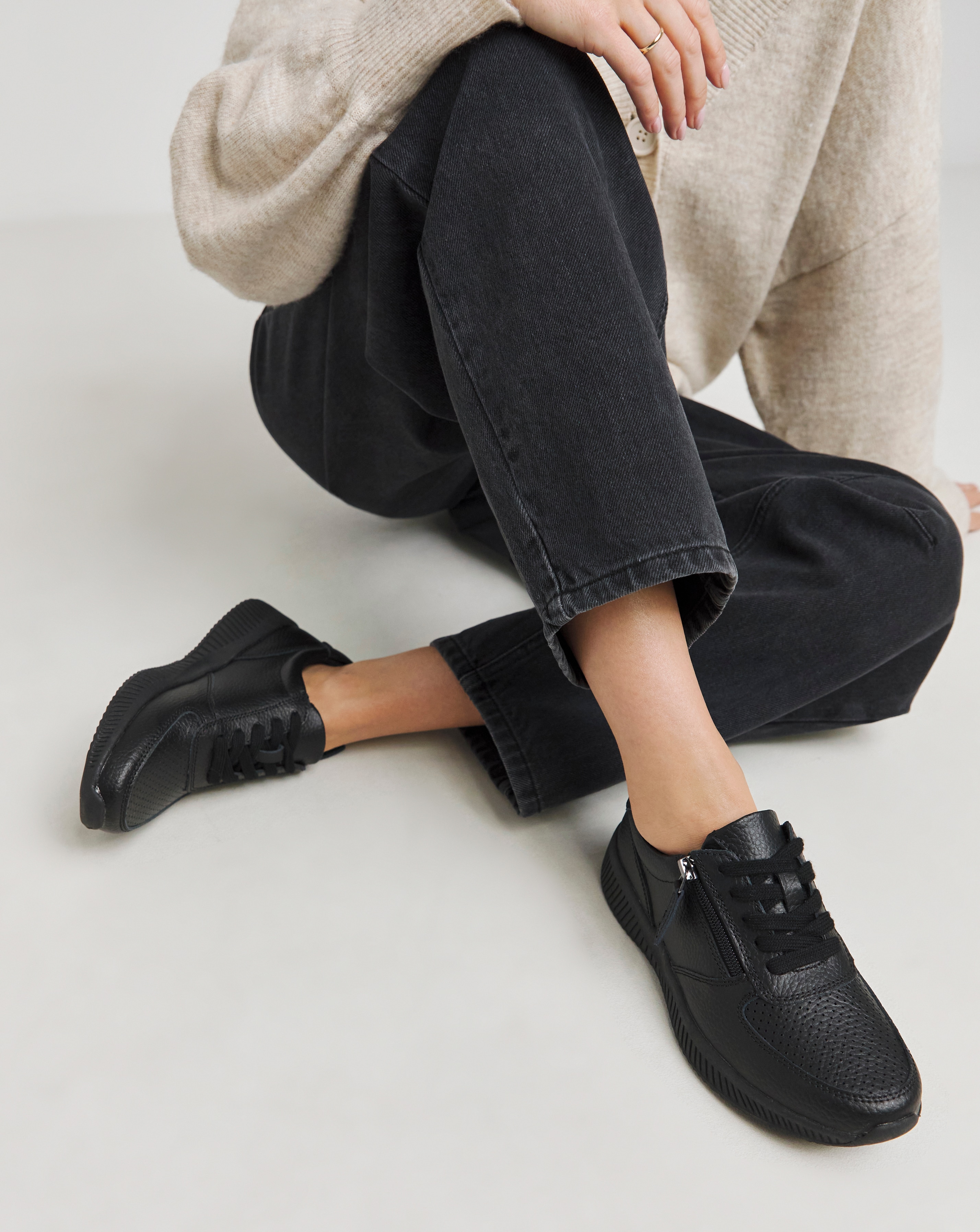 Lace Up Side Zip Trainers E Fit