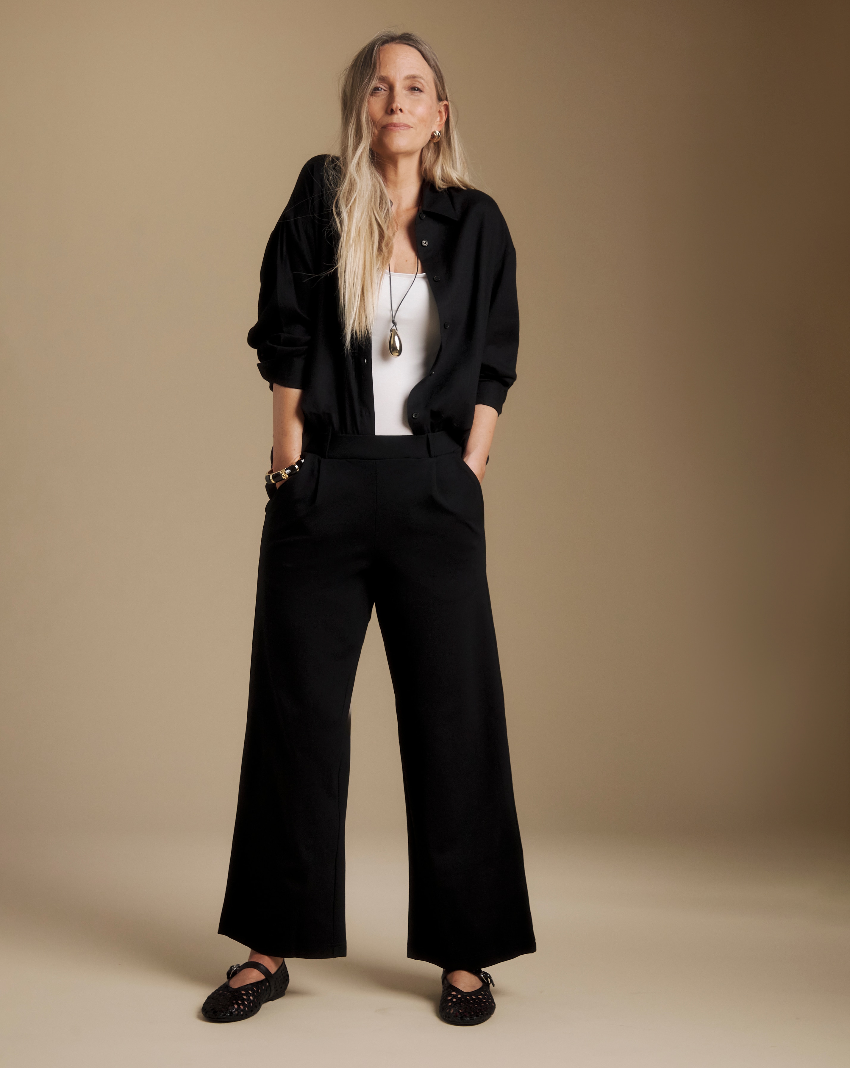 Slimma Black Wide Leg Trouser Regular