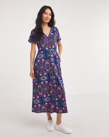 Julipa Shirred Shoulder Midi Dress