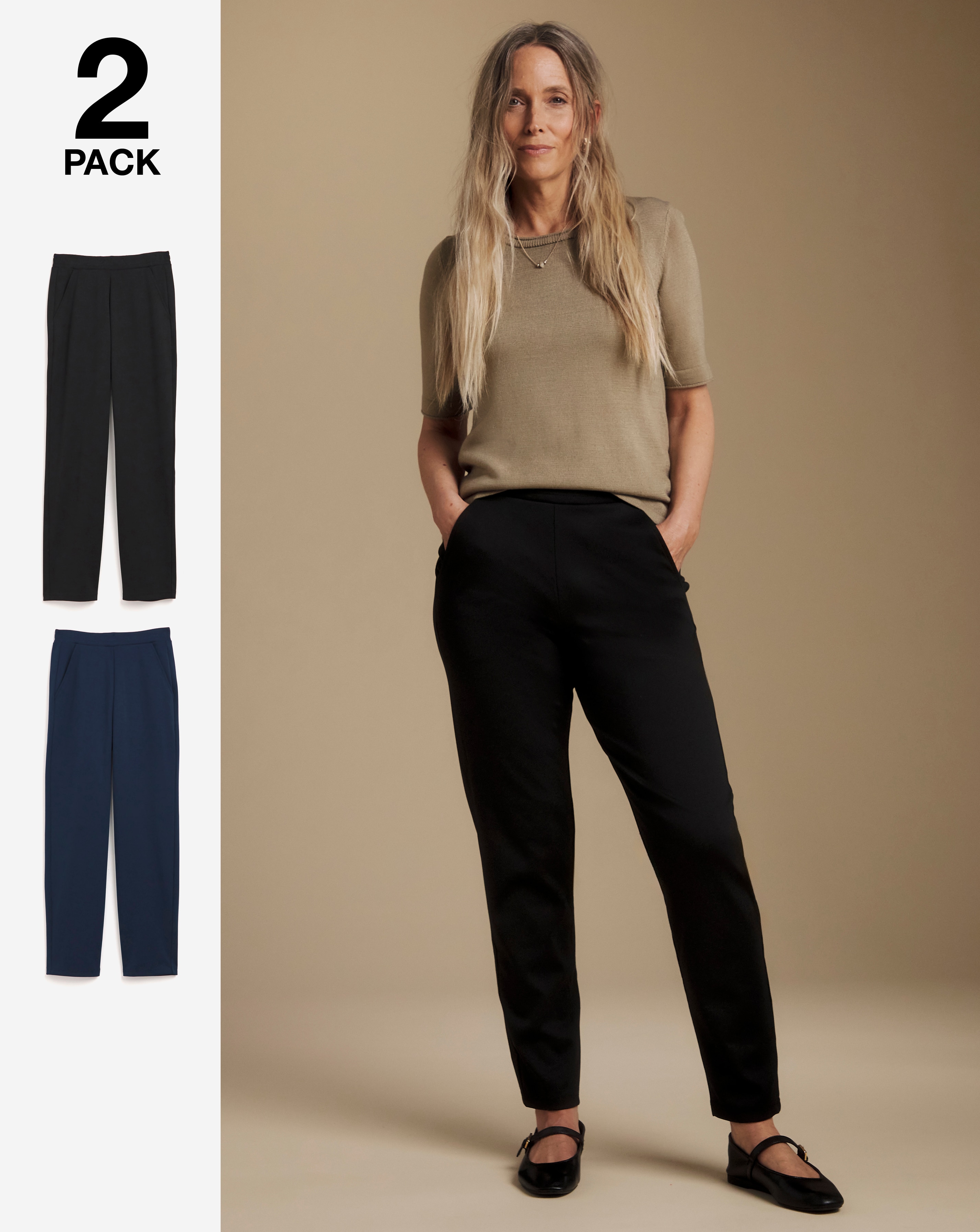Slimma 2 Pack Pull On Trousers Regular