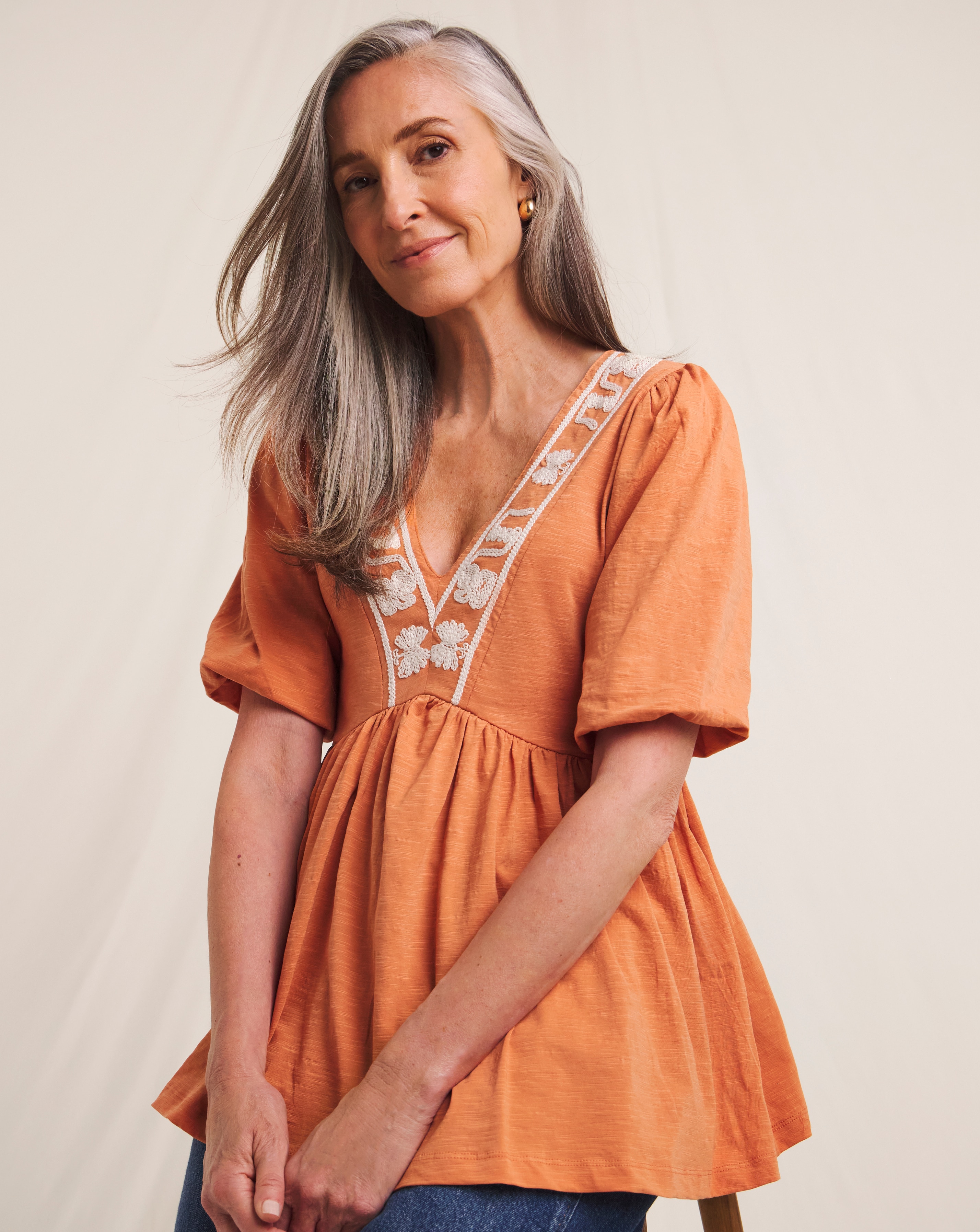 Julipa Pure Cotton Puff Sleeve Top