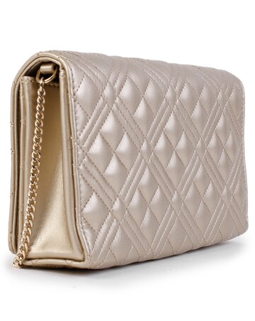 Love Moschino Diamond Quilt Flapover Gold Cross-Body Bag