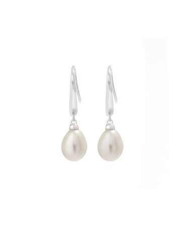 Simply Silver Sterling Silver 925 with Freshwater Pearl Sleek Drop Earrings
