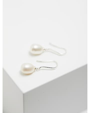 Simply Silver Sterling Silver 925 with Freshwater Pearl Sleek Drop Earrings