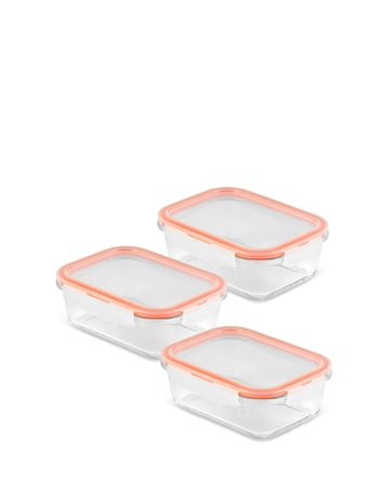 LocknLock ECO Ovenglass Set of 3 Rectangular 630ml Glass Containers