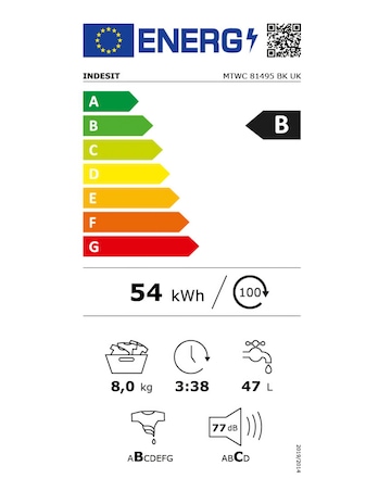 Indesit MTWC81495BKUK, 8kg, 1400rpm Washing Machine- Black + Installation