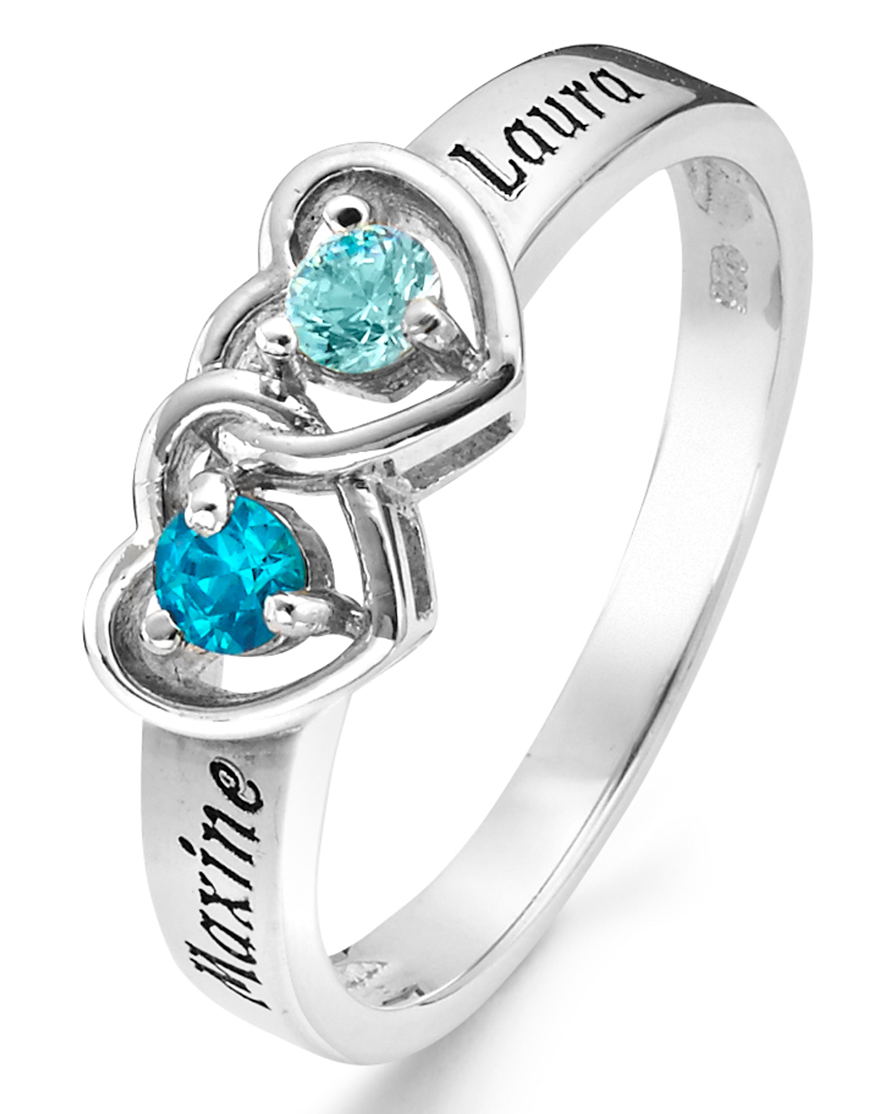 Sterling Silver Birthstone Heart Ring