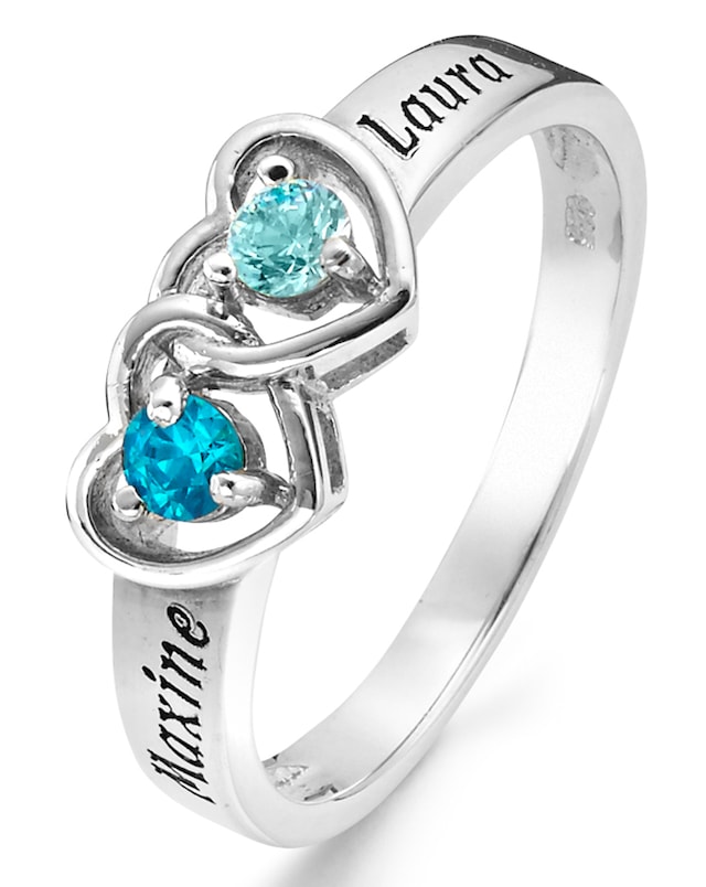 Sterling Silver Birthstone Heart Ring