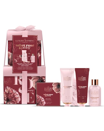 The Luxury Bathing Company Stacking Box Set - Velvet Rose & Peony