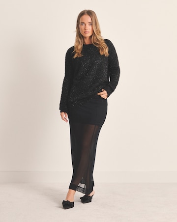 Simply Be Black Tinsel Knit Bow Back Jumper