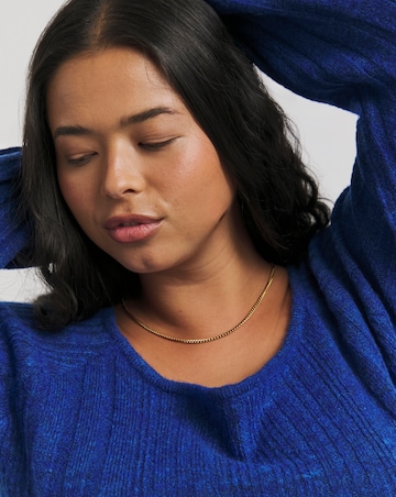 Blue Rib Slash Neck Knitted Mini Dress