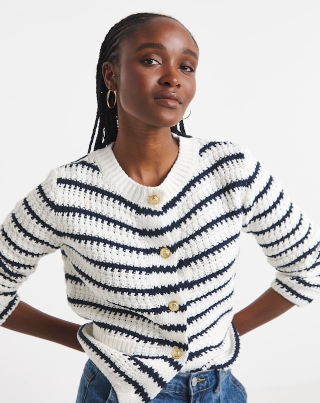 Simply Be Stripe Crew Neck Cardigan