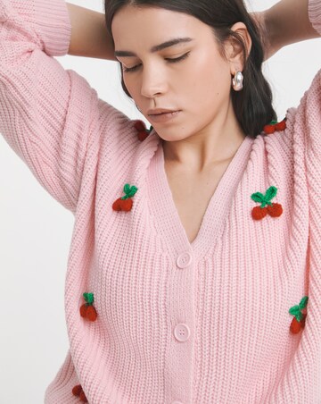 Simply Be Pink 3D Embroidered Cherry Cardigan