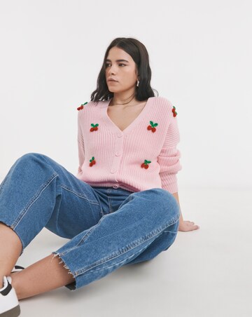 Simply Be Pink 3D Embroidered Cherry Cardigan