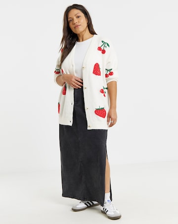 Simply Be Ivory Strawberry Cherry Boyfriend Cardigan