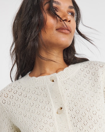 Simply Be Ivory Sequin Scalloped Cardigan