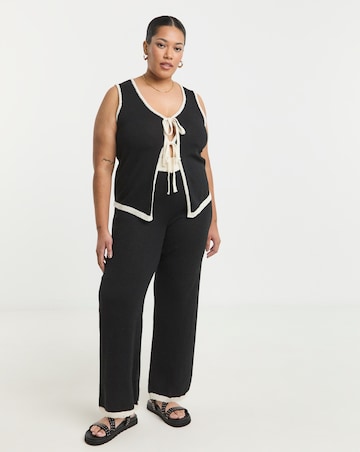 Simply Be Black & White Contrast Wide Leg Trouser Co-Ord