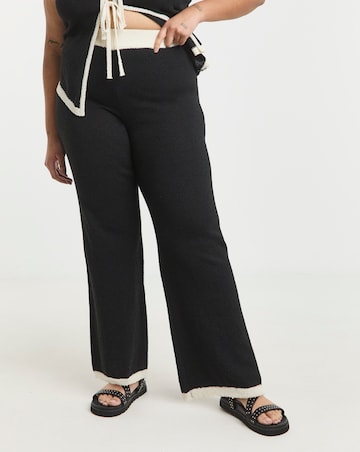 Simply Be Black & White Contrast Wide Leg Trouser Co-Ord