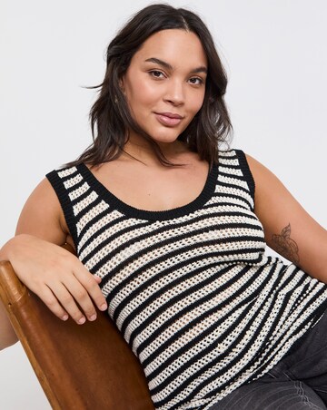 Simply Be Stripe Crochet Knitted Scoop Neck Vest