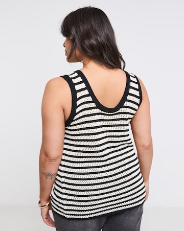 Simply Be Stripe Crochet Knitted Scoop Neck Vest