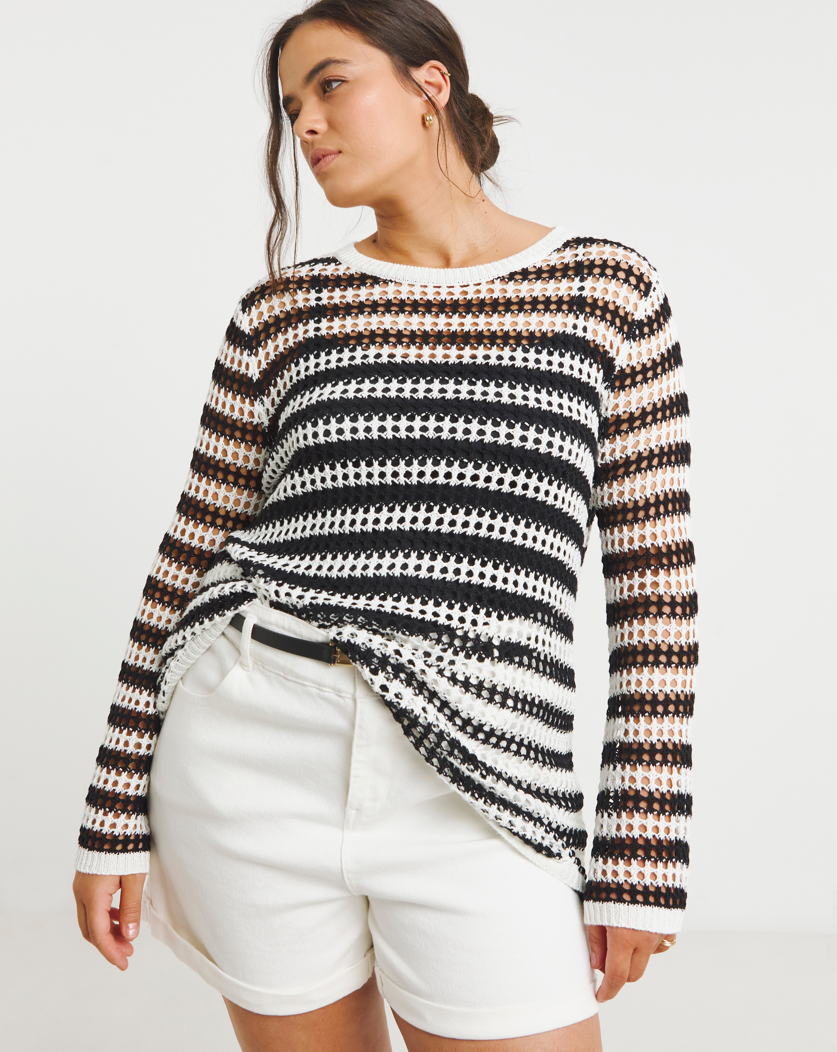 Simply Be Hole Knit Stripe Tunic