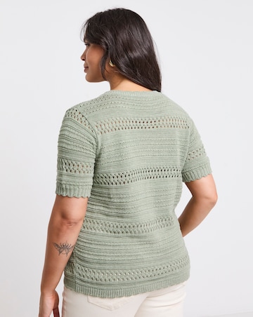 Simply Be Sage Pointelle Short Sleeve Cardigan