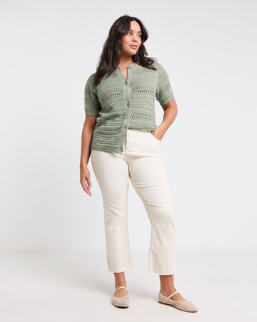 Simply Be Sage Pointelle Short Sleeve Cardigan
