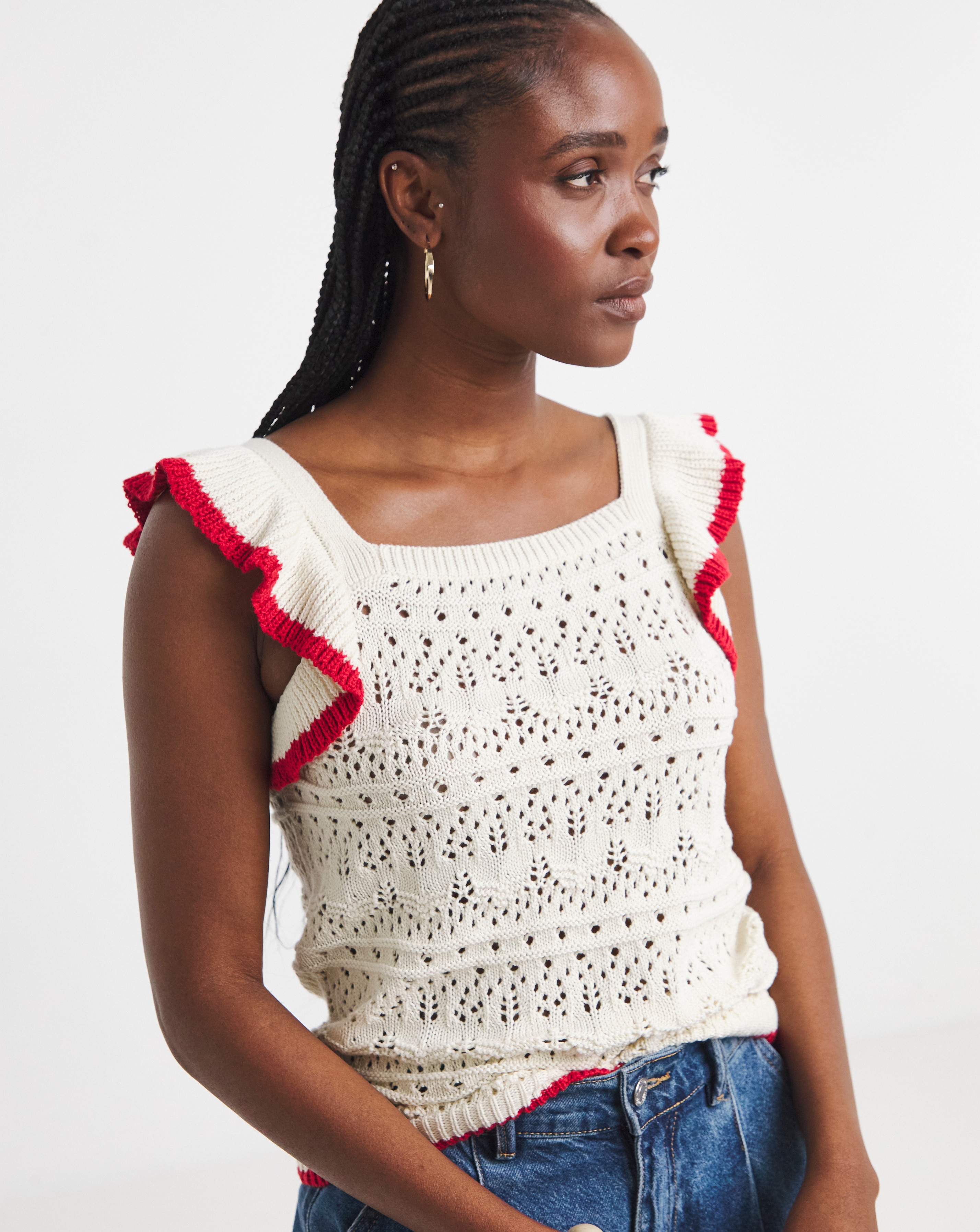 Simply Be Ruffle Vest with Contrast Hem