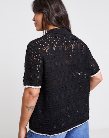 Simply Be Pointelle Collared Knit Top