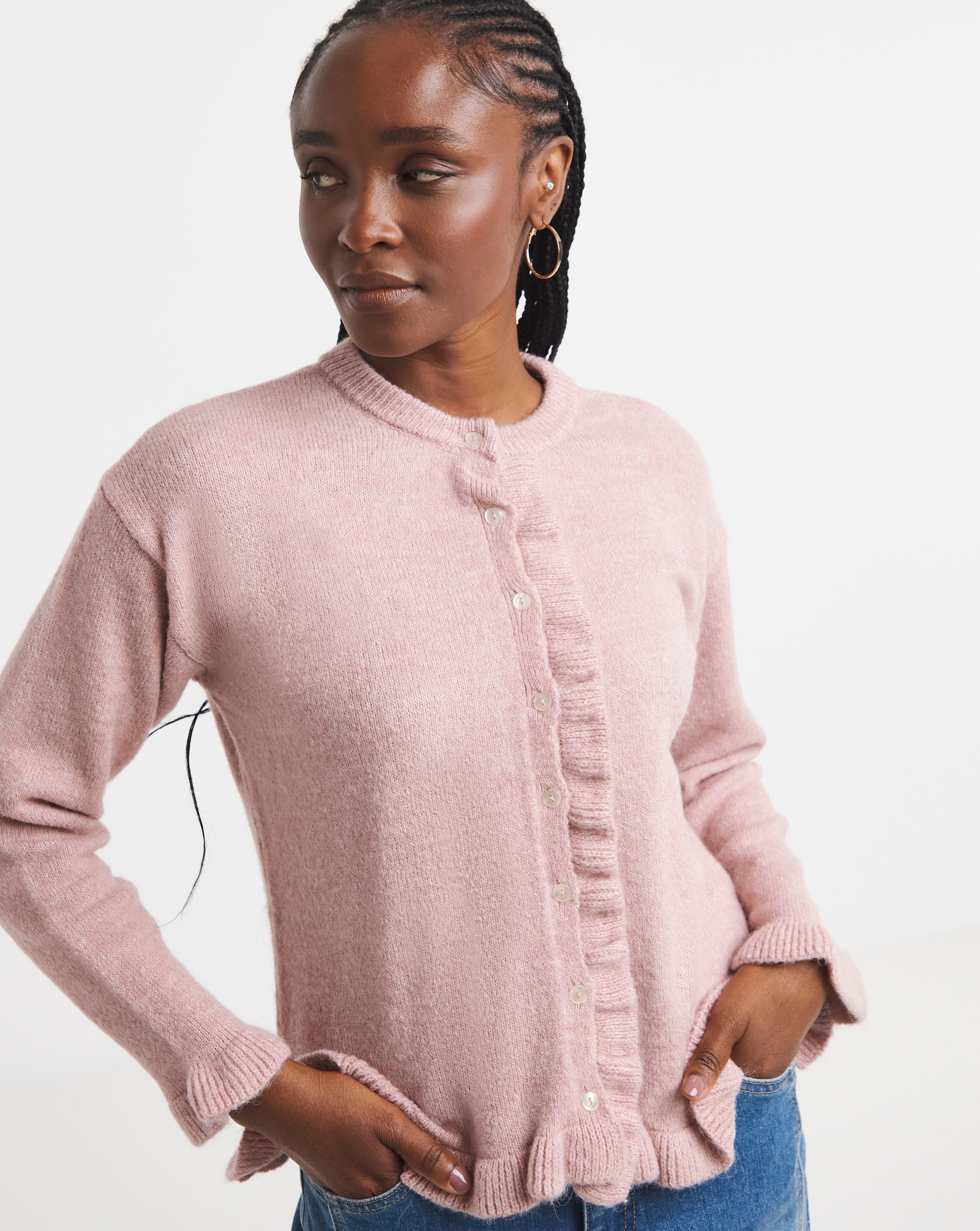 Simply Be Ruffled Frill Knit Cardigan