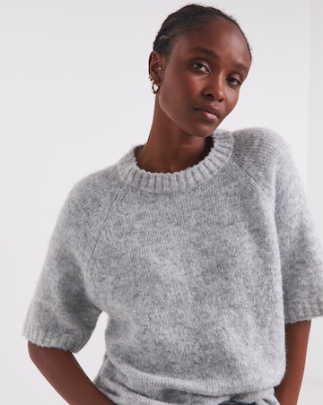 Simply Be Grey Marl Short Sleeve Boxy Knitted Top