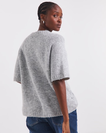 Simply Be Grey Marl Short Sleeve Boxy Knitted Top