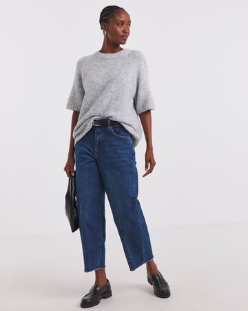 Simply Be Grey Marl Short Sleeve Boxy Knitted Top